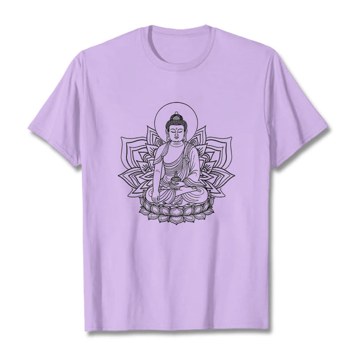 T-shirt Buddha Stones Médecine Bouddha assis sur un piédestal de lotus - Prune - 2XL - image 17