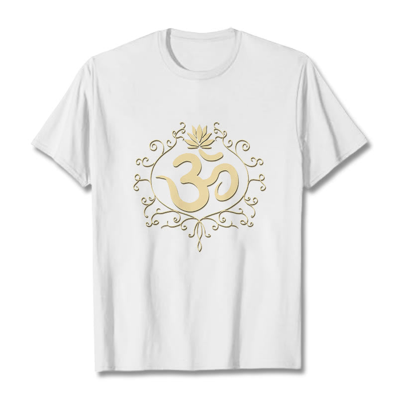 T-shirt Buddha Stones Symbole Om Vignes Fleur de Lotus - Blanc - 2XL - image 8