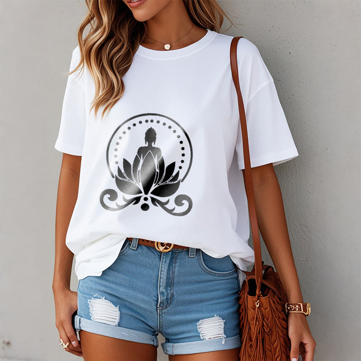 T-shirt Bouddha assis sur une fleur de lotus Buddha Stones en méditation - image 10