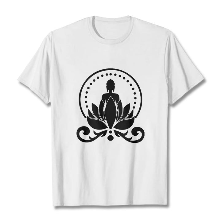 T-shirt Bouddha assis sur une fleur de lotus Buddha Stones en méditation - Blanc - 2XL - image 8
