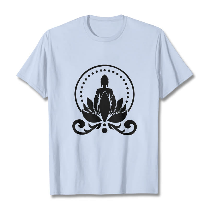 T-shirt Bouddha assis sur une fleur de lotus Buddha Stones en méditation - Cyan clair - 2XL - image 19