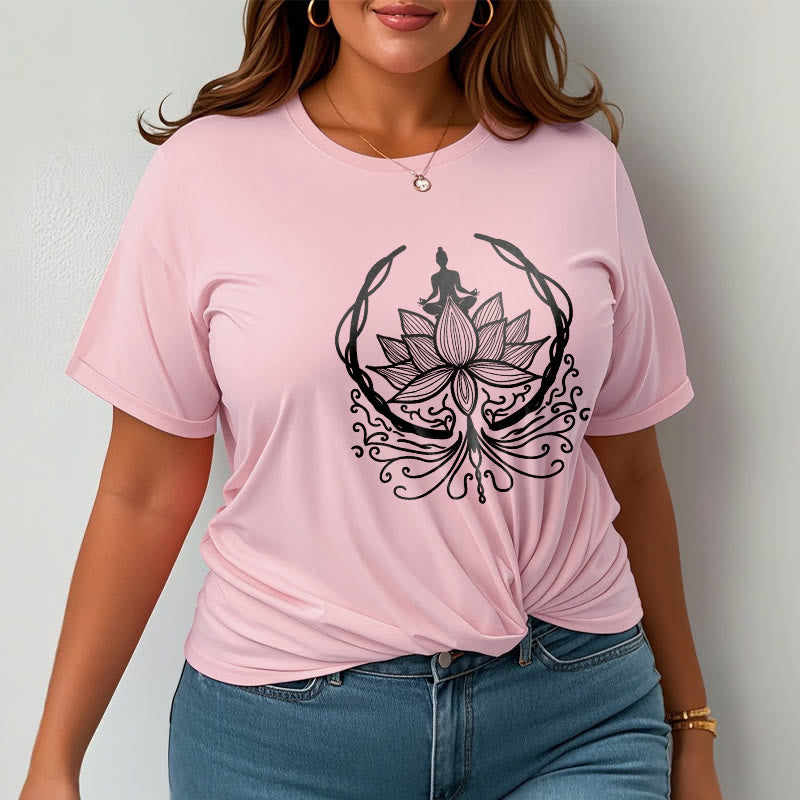 T-shirt Bouddha assis dans une fleur de lotus Buddha Stones en méditation - image 14