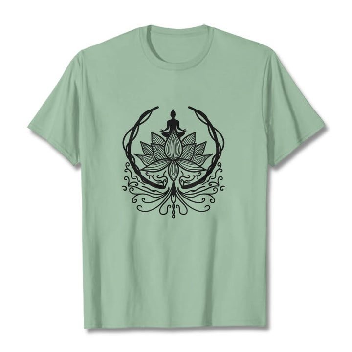 T-shirt Bouddha assis dans une fleur de lotus Buddha Stones en méditation - Vert pâle - 2XL - image 15