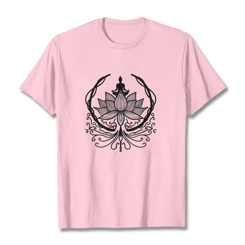 T-shirt Bouddha assis dans une fleur de lotus Buddha Stones en méditation - Rose clair - 2XL - image 13