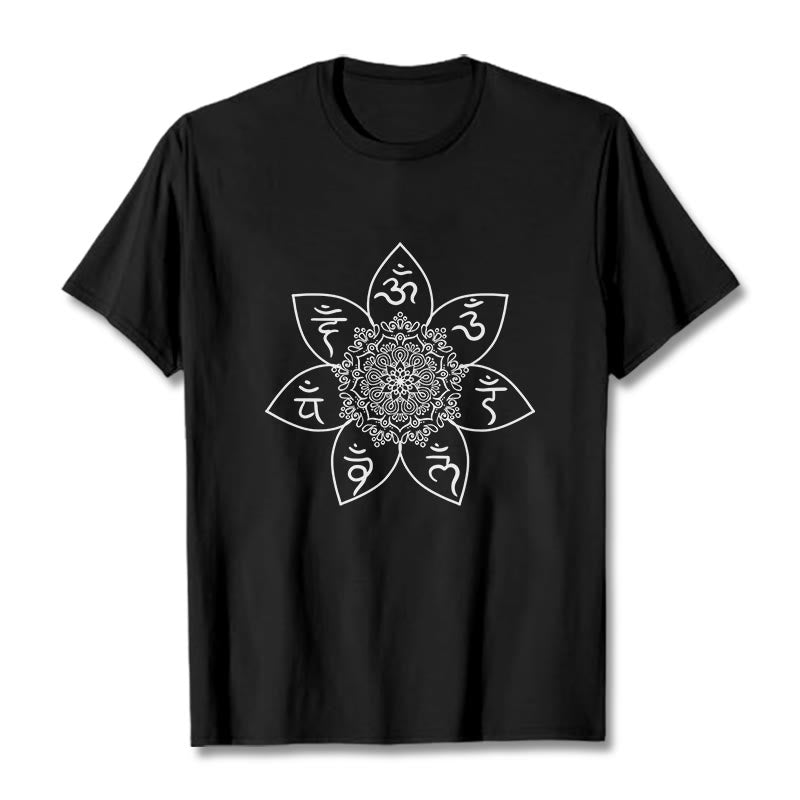 T-shirt à motif de Buddha Stones , Mandala Om Mani Padme Hum - Noir - 2XL - image 4