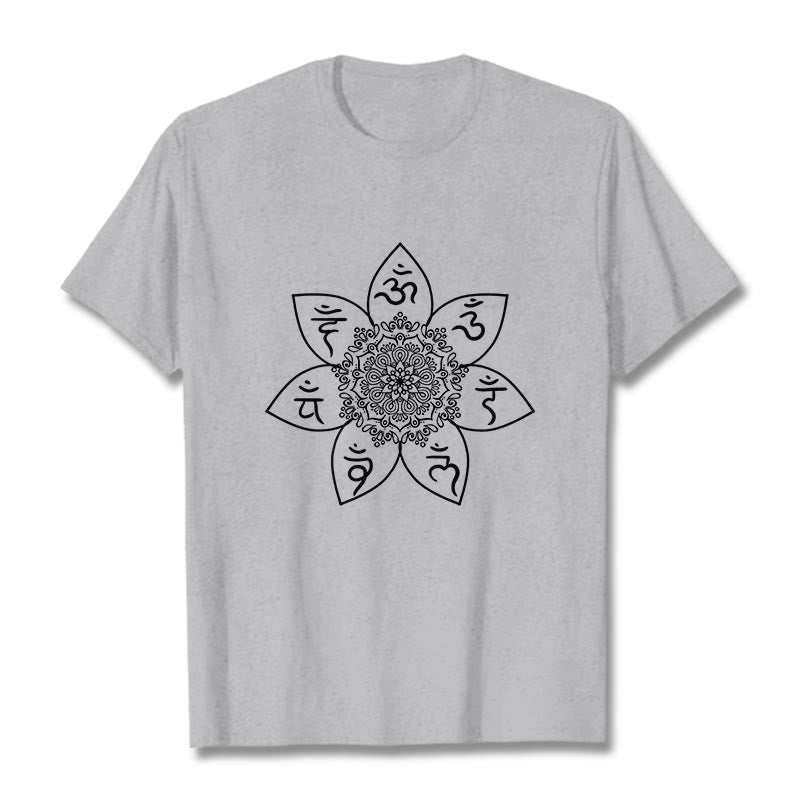 T-shirt à motif de Buddha Stones , Mandala Om Mani Padme Hum - Gris clair - 2XL - image 20