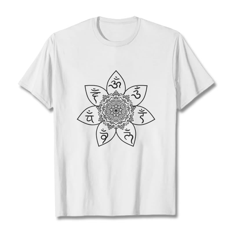 T-shirt à motif de Buddha Stones , Mandala Om Mani Padme Hum - Blanc - 2XL - image 8