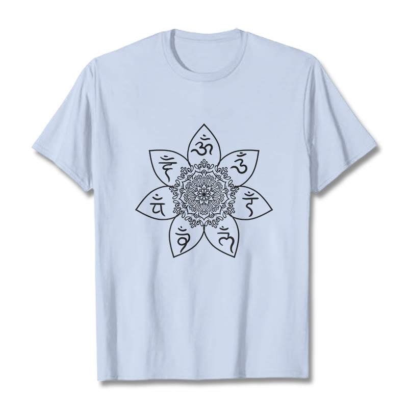 T-shirt à motif de Buddha Stones , Mandala Om Mani Padme Hum - Cyan clair - 2XL - image 19