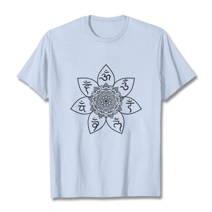 T-shirt à motif de Buddha Stones , Mandala Om Mani Padme Hum - Cyan clair - 2XL - image 19