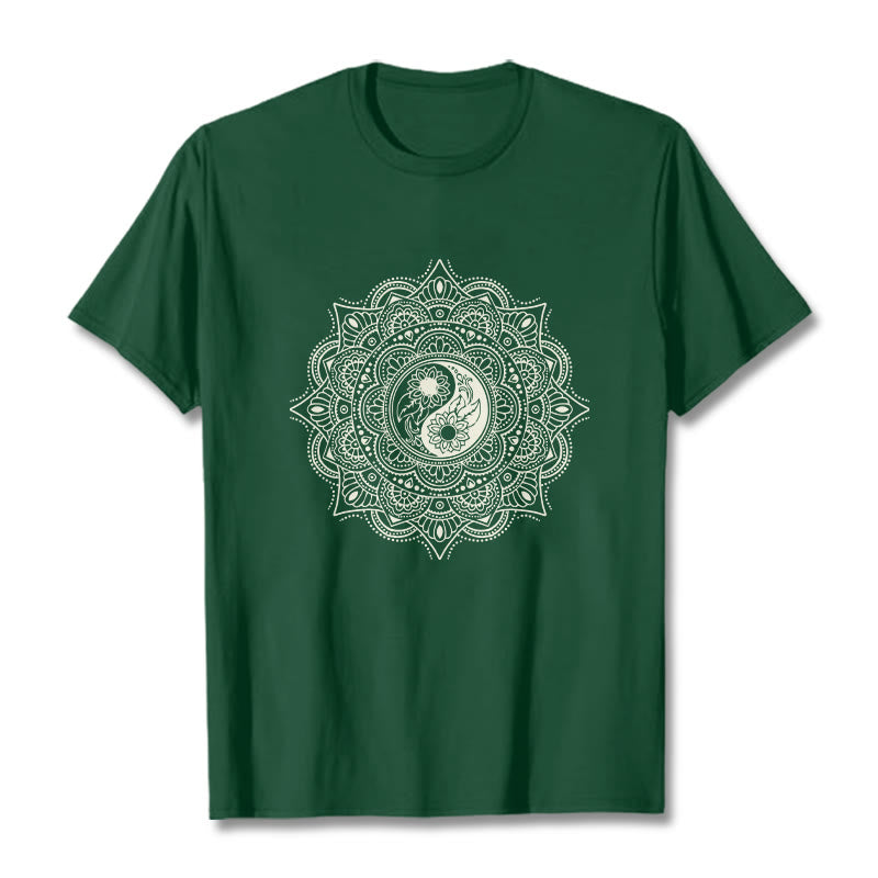 T-shirt à motif de Buddha Stones, symbole Yin-Yang - Forêt Verte - 2XL - image 1