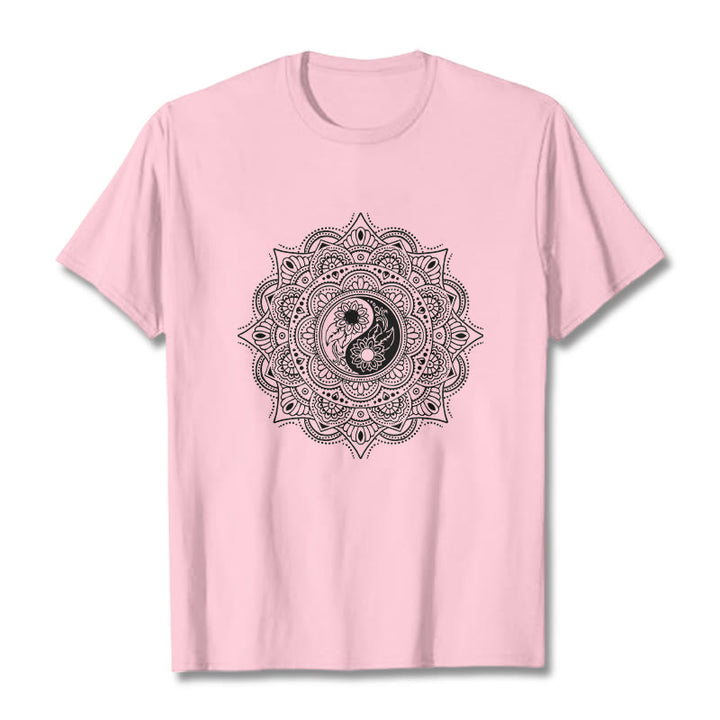 T-shirt à motif de Buddha Stones, symbole Yin-Yang - Rose clair - 2XL - image 13