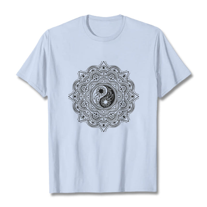 T-shirt à motif de Buddha Stones, symbole Yin-Yang - Cyan clair - 2XL - image 19