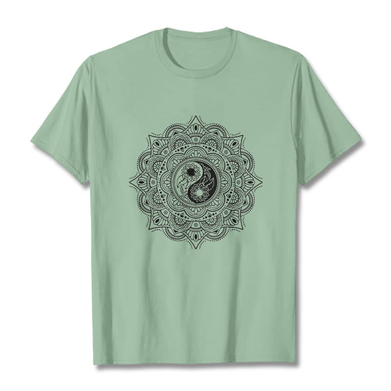 T-shirt à motif de Buddha Stones, symbole Yin-Yang - Vert pâle - 2XL - image 15