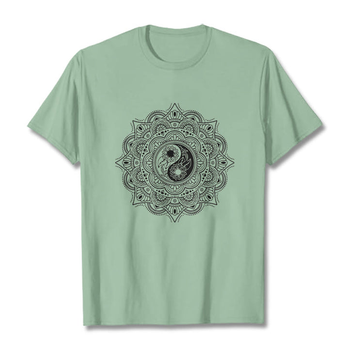 T-shirt à motif de Buddha Stones, symbole Yin-Yang - Vert pâle - 2XL - image 15