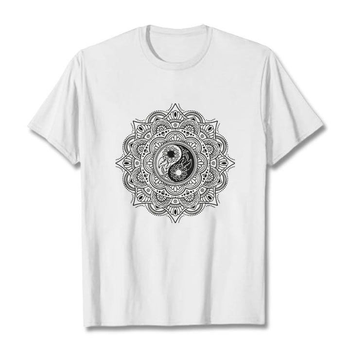T-shirt à motif de Buddha Stones, symbole Yin-Yang - Blanc - 2XL - image 8