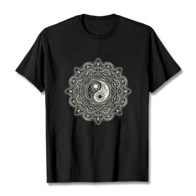 T-shirt à motif de Buddha Stones, symbole Yin-Yang - Noir - 2XL - image 4