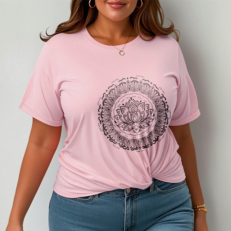 T-shirt à motif de fleurs de lotus et de mandala avec Buddha Stones - image 14