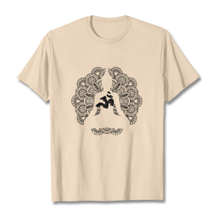 T-shirt à motif de Buddha Stones, symbole Om, mandala, couleur pure - Bisque - 2XL - image 9