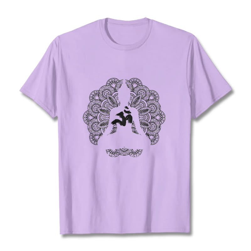 T-shirt à motif de Buddha Stones, symbole Om, mandala, couleur pure - Prune - 2XL - image 17