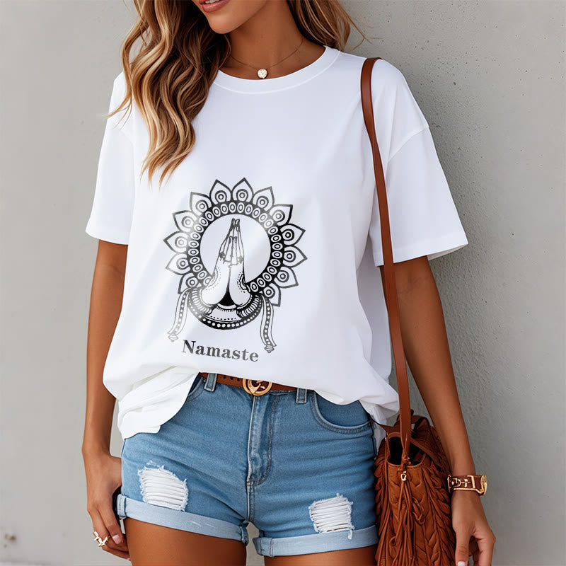 T-shirt avec Buddha Stones, Namaste, geste, motif Mandala - image 8