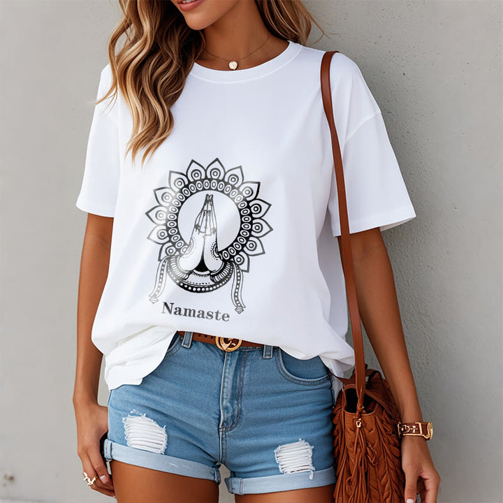T-shirt avec Buddha Stones, Namaste, geste, motif Mandala - image 8