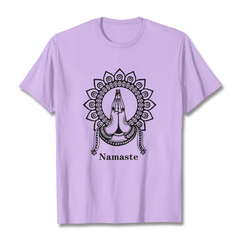 T-shirt avec Buddha Stones, Namaste, geste, motif Mandala - Prune - 2XL - image 17