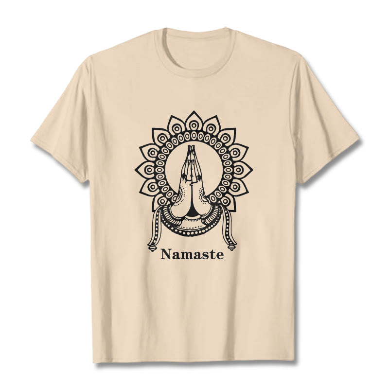 T-shirt avec Buddha Stones, Namaste, geste, motif Mandala - Bisque - 2XL - image 9