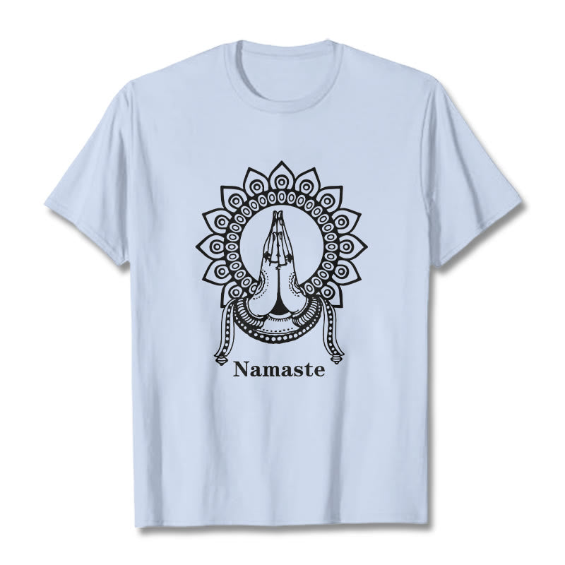 T-shirt avec Buddha Stones, Namaste, geste, motif Mandala - Cyan clair - 2XL - image 19