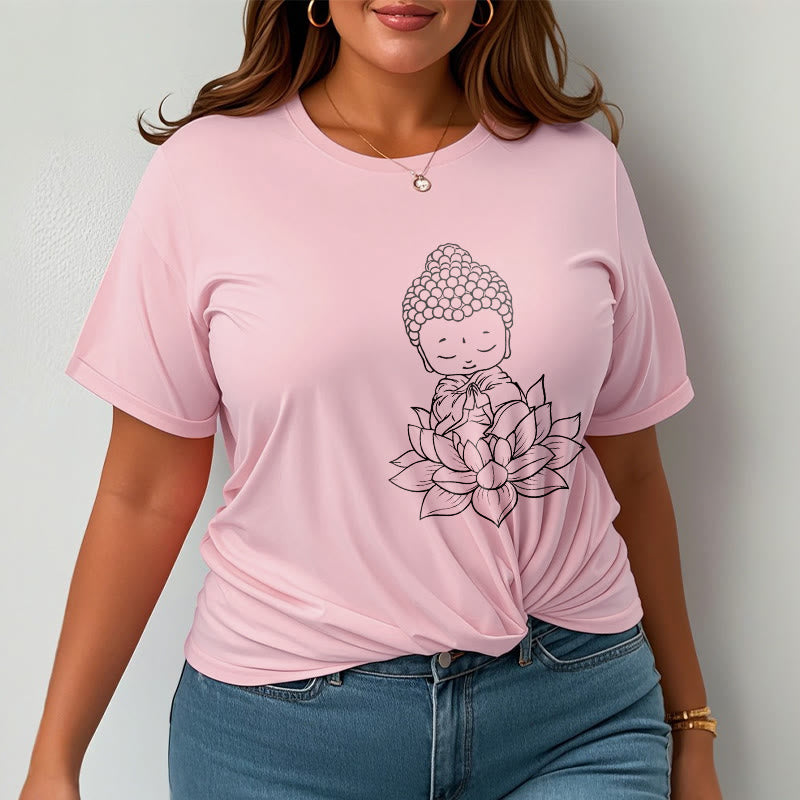 T-shirt à motif de fleurs de lotus et de Buddha Stones paisibles - image 14