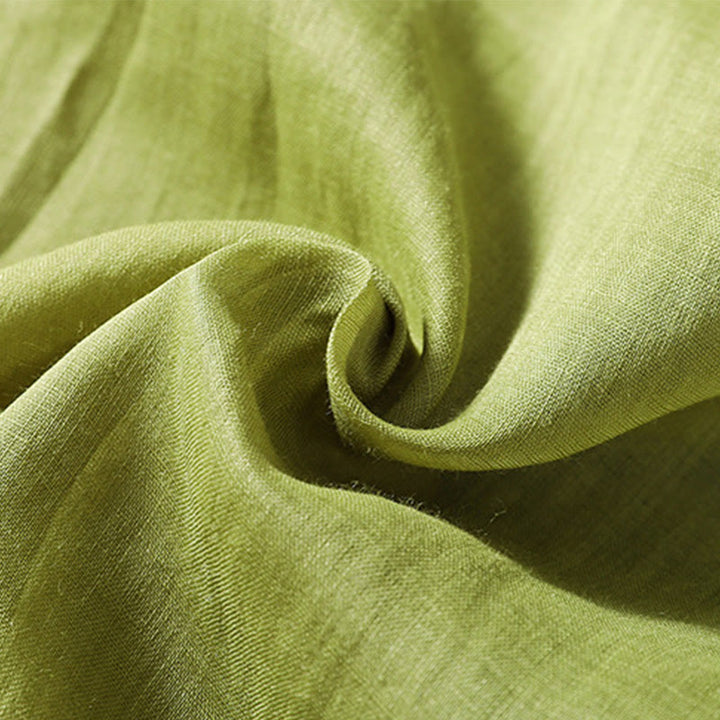 T-shirt décontracté à manches courtes et col en V pour femme, motif brodé Buddha Stones , en coton et lin - image 20