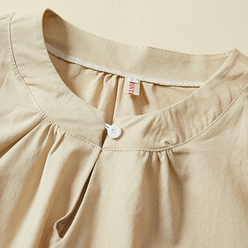 T-shirt décontracté à manches courtes en coton et lin pour femme avec Buddha Stones - image 11