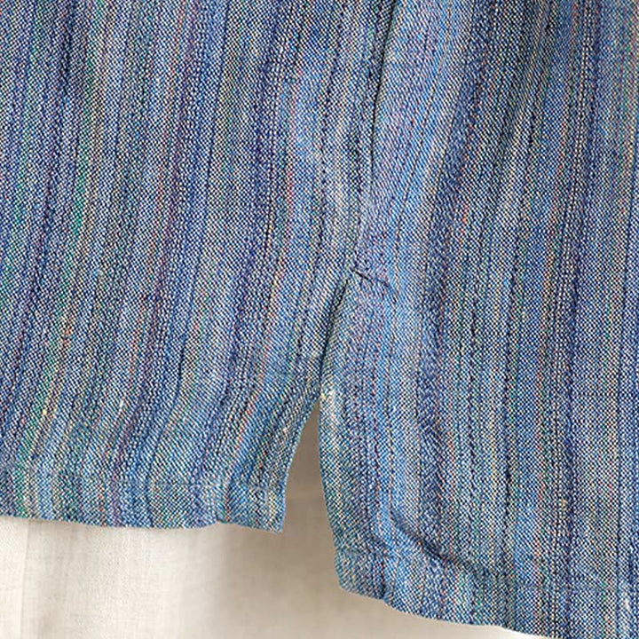 T-shirt décontracté à manches mi-longues en coton et lin à rayures rétro pour femme Buddha Stones - image 8