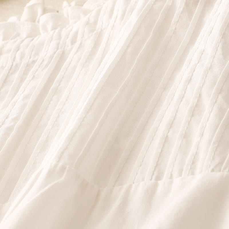 Chemise à manches courtes en coton pour femme, motif Buddha Stones , couleur pure, à volants et plissés - image 13