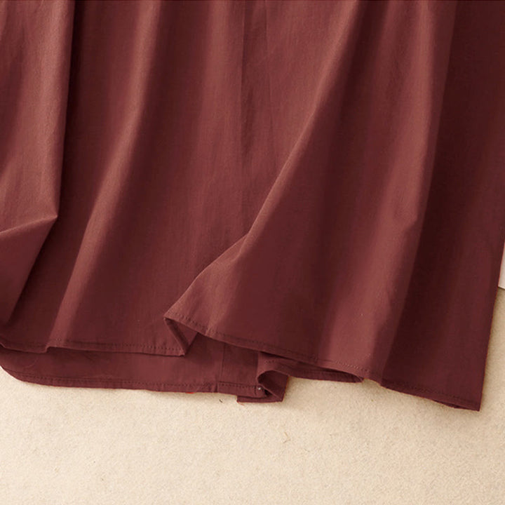 Chemise à manches courtes en coton pour femme, motif Buddha Stones , couleur pure, à volants et plissés - image 18