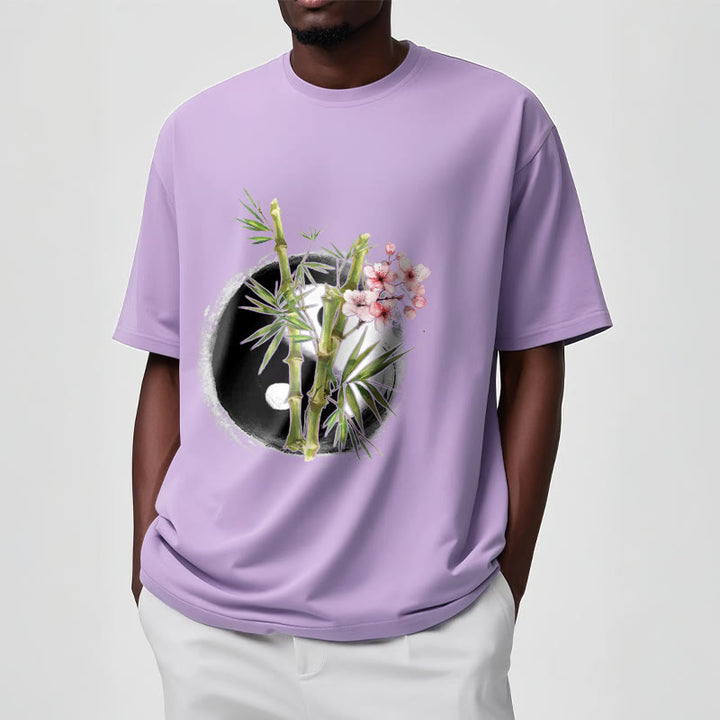 T-shirt à motif Buddha Stones, Yin et Yang, bambou et fleurs de pêcher - image 18