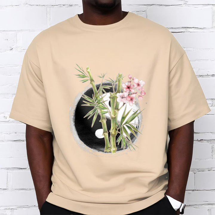 T-shirt à motif Buddha Stones, Yin et Yang, bambou et fleurs de pêcher - image 10