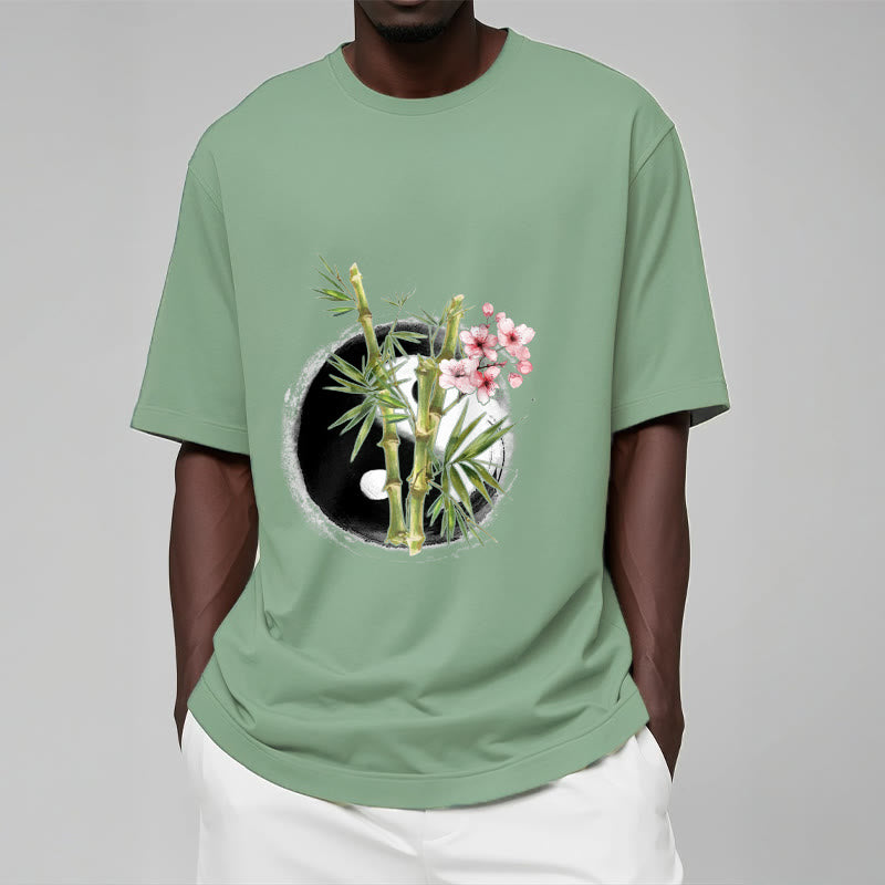 T-shirt à motif Buddha Stones, Yin et Yang, bambou et fleurs de pêcher - image 16