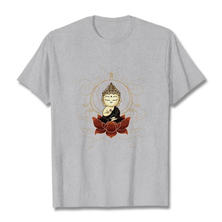 T-shirt à motif Buddha Stones assis serein et pierres de Bouddha - Gris clair - 2XL - image 20
