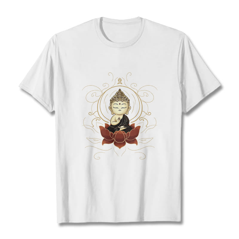 T-shirt à motif Buddha Stones assis serein et pierres de Bouddha - Blanc - 2XL - image 8