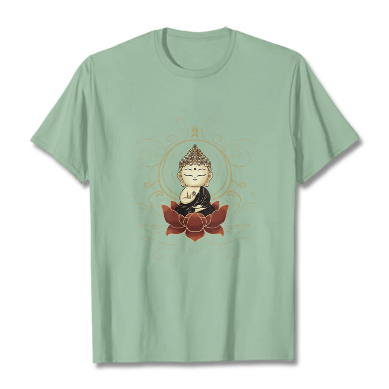 T-shirt à motif Buddha Stones assis serein et pierres de Bouddha - Vert pâle - 2XL - image 15