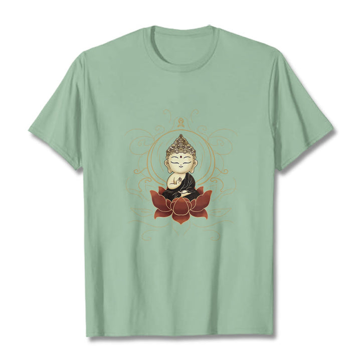T-shirt à motif Buddha Stones assis serein et pierres de Bouddha - Vert pâle - 2XL - image 15