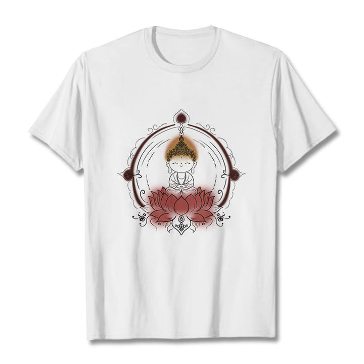 T-shirt à motif mandala Bouddha Lotus Joyful Buddha Stones - Blanc - 2XL - image 1