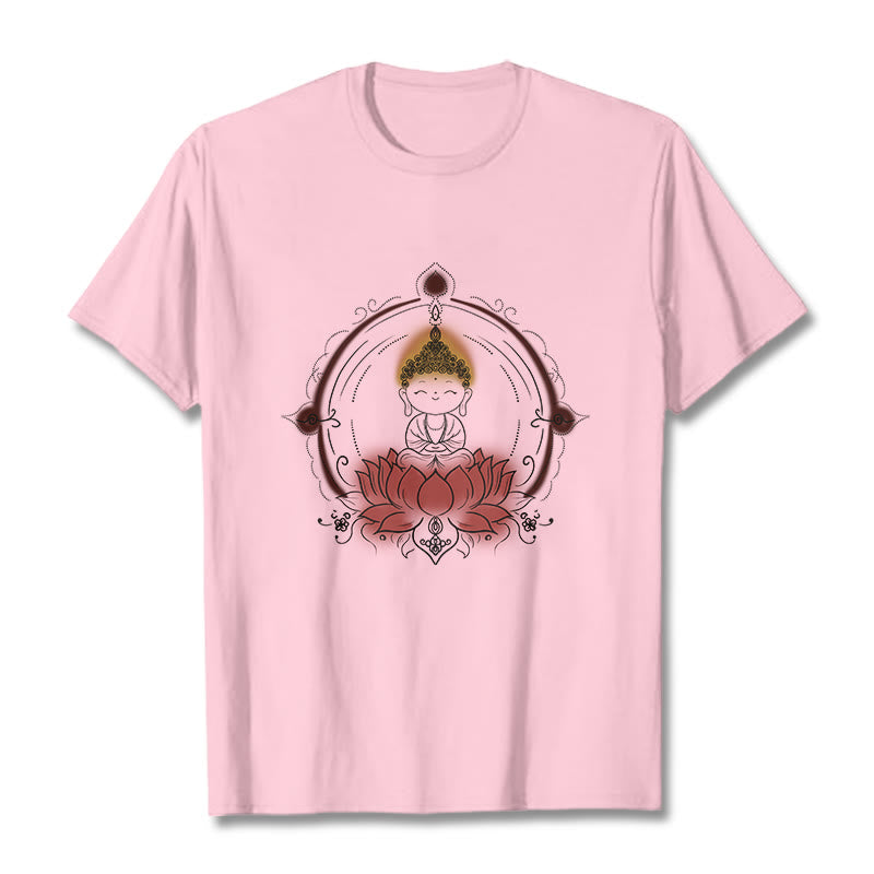 T-shirt à motif mandala Bouddha Lotus Joyful Buddha Stones - Rose clair - 2XL - image 13