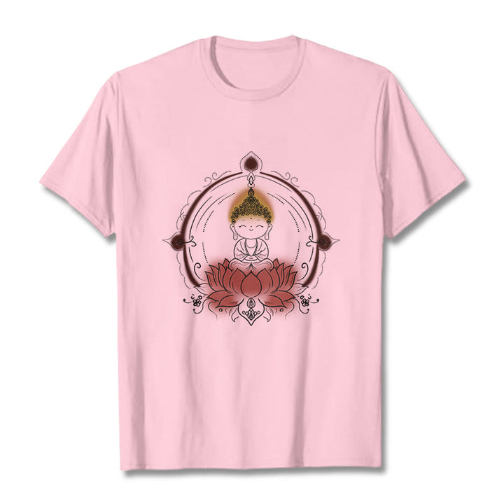 T-shirt à motif mandala Bouddha Lotus Joyful Buddha Stones - Rose clair - 2XL - image 13