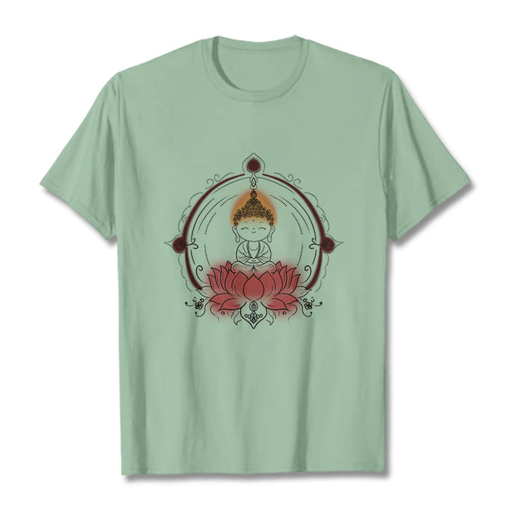 T-shirt à motif mandala Bouddha Lotus Joyful Buddha Stones - Vert pâle - 2XL - image 15