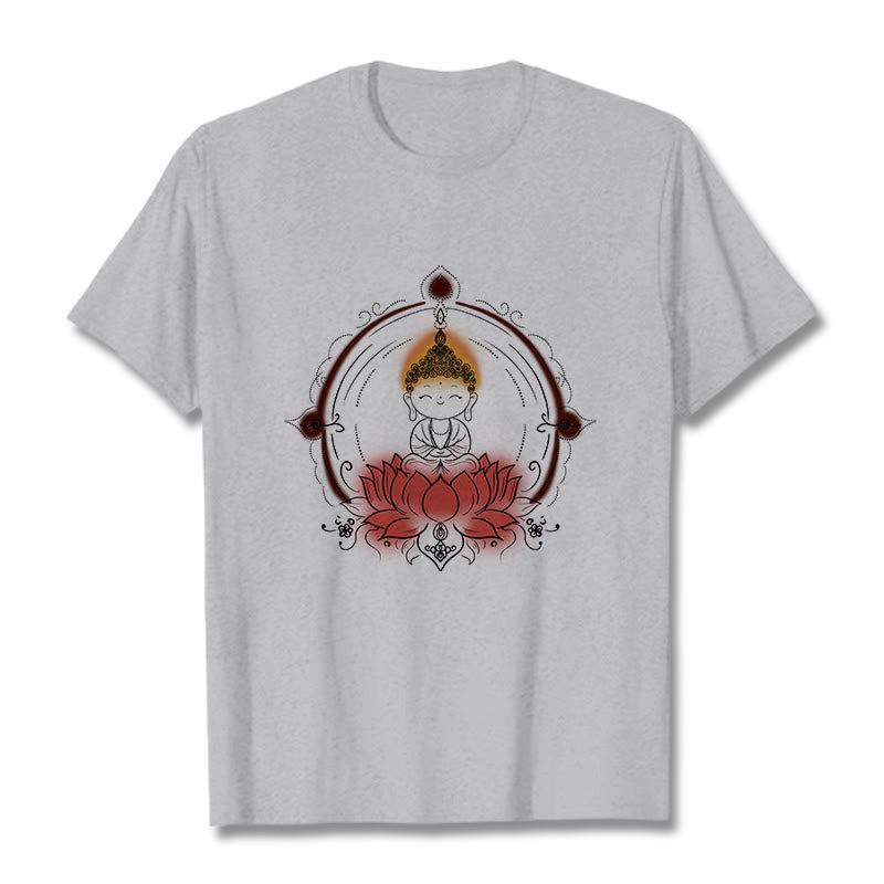 T-shirt à motif mandala Bouddha Lotus Joyful Buddha Stones - Gris clair - 2XL - image 20