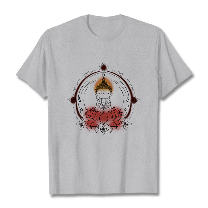 T-shirt à motif mandala Bouddha Lotus Joyful Buddha Stones - Gris clair - 2XL - image 20