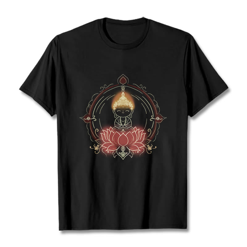 T-shirt à motif mandala Bouddha Lotus Joyful Buddha Stones - Noir - 2XL - image 5