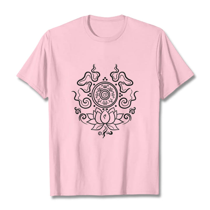T-shirt à motif de fleur de lotus et de Buddha Stones - Rose clair - 2XL - image 13