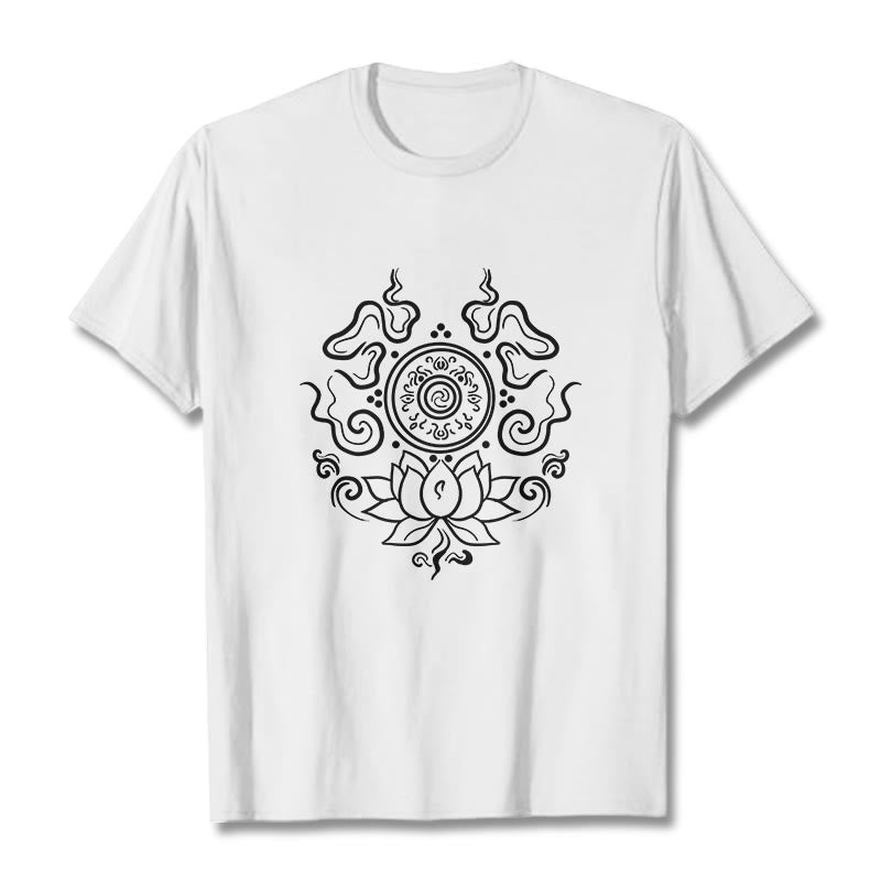 T-shirt à motif de fleur de lotus et de Buddha Stones - Blanc - 2XL - image 8